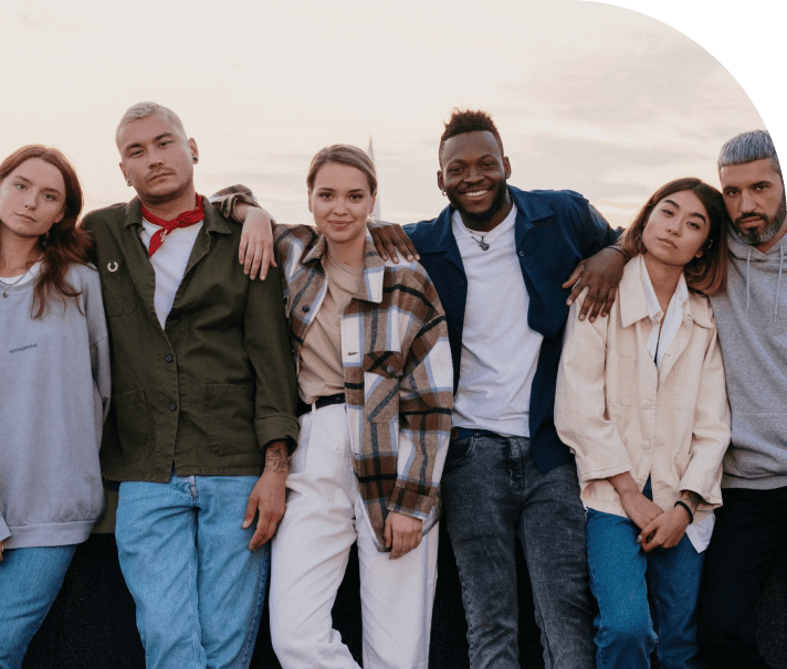 A group of people standing next to each other.
