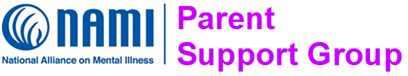 A purple and white logo for parent support.