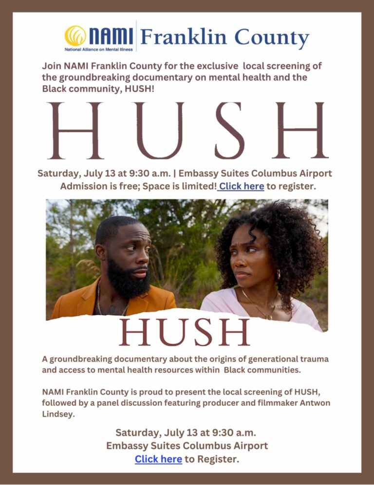 A flyer for hush, an event in the wake of the death of black community member, hush.